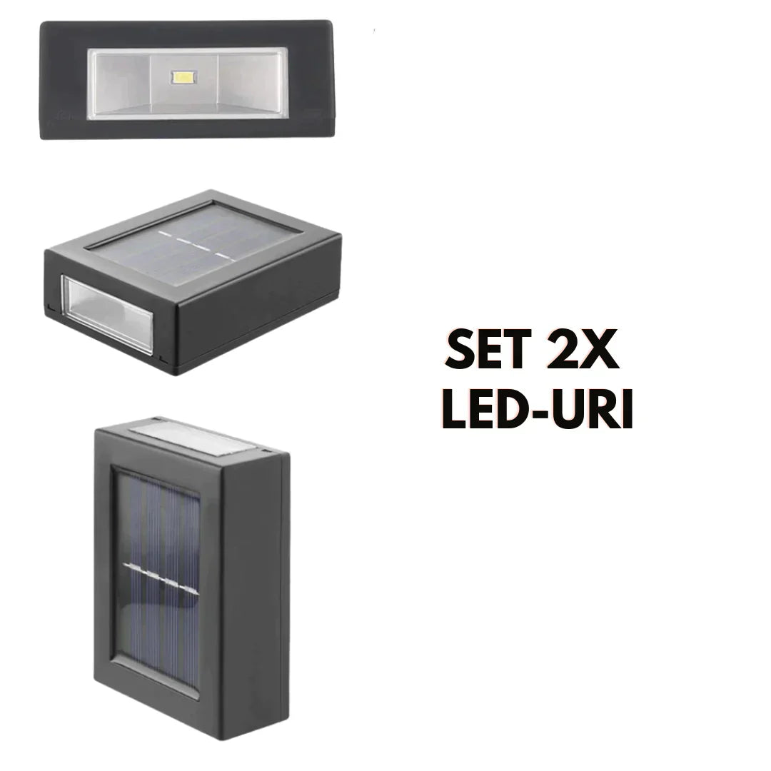 Collection of SET 4x LED-uri pentru perete cu incarcare solara LedBox LP-0024 in a gallery layout