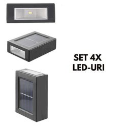 Collection of SET 4x LED-uri pentru perete cu incarcare solara LedBox LP-0024 in a gallery layout