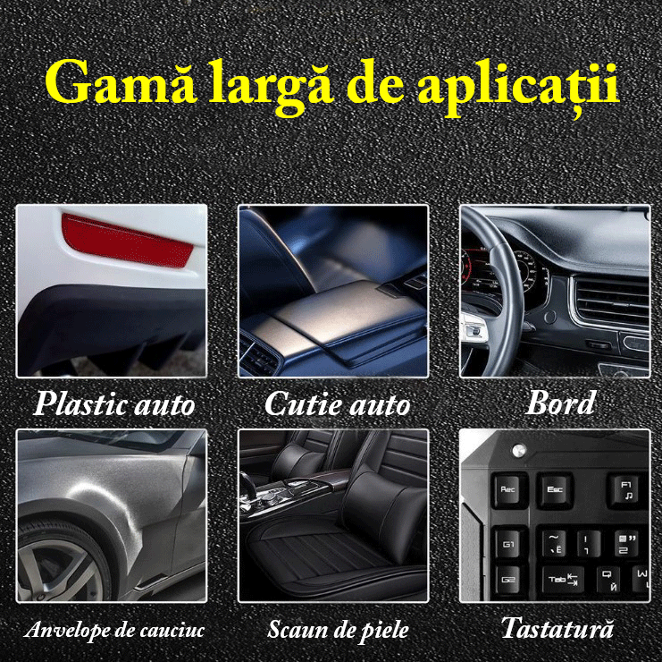 Collection of Agent De Restaurare Plastic, Cauciuc Si Vinil, Pe Baza De Nano Silicon Lichid, Solutie Rapida Pentru Detaling Auto, Reconditionare / Curatare Interior Masina, Aplicator Inclus, 50 ML in a gallery layout