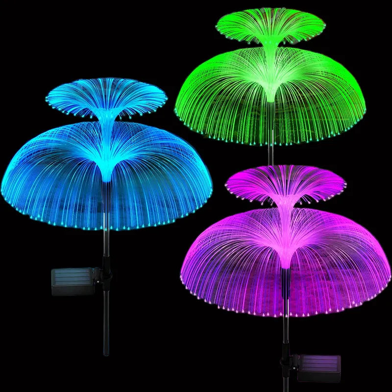 Collection of SET 2x Lampa solara tip Palmier cu Floare Dubla RGB in a gallery layout