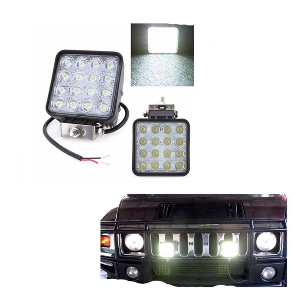 Collection of 1+1 GRATIS: Proiector Auto patrat 16LED 6mm, Offroad, 48W in a gallery layout